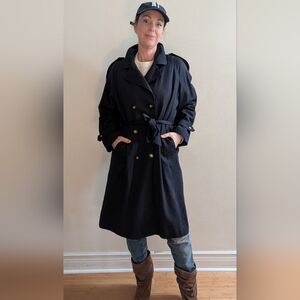 Women's Double-Breasted Black Coat